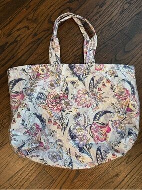 Vera Bradley Floral Quilted Tote in Pink, Purple, Blue and Cream